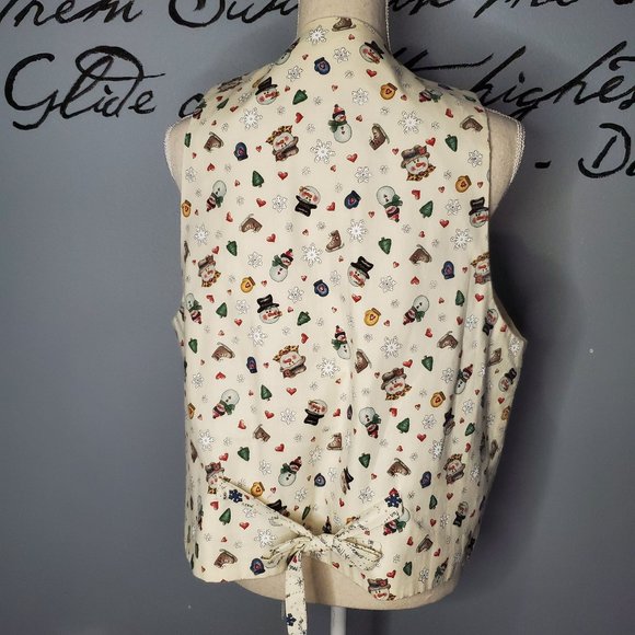 Christmas Vest with Snowmen, Festive Handmade, M/L - Picture 3 of 4